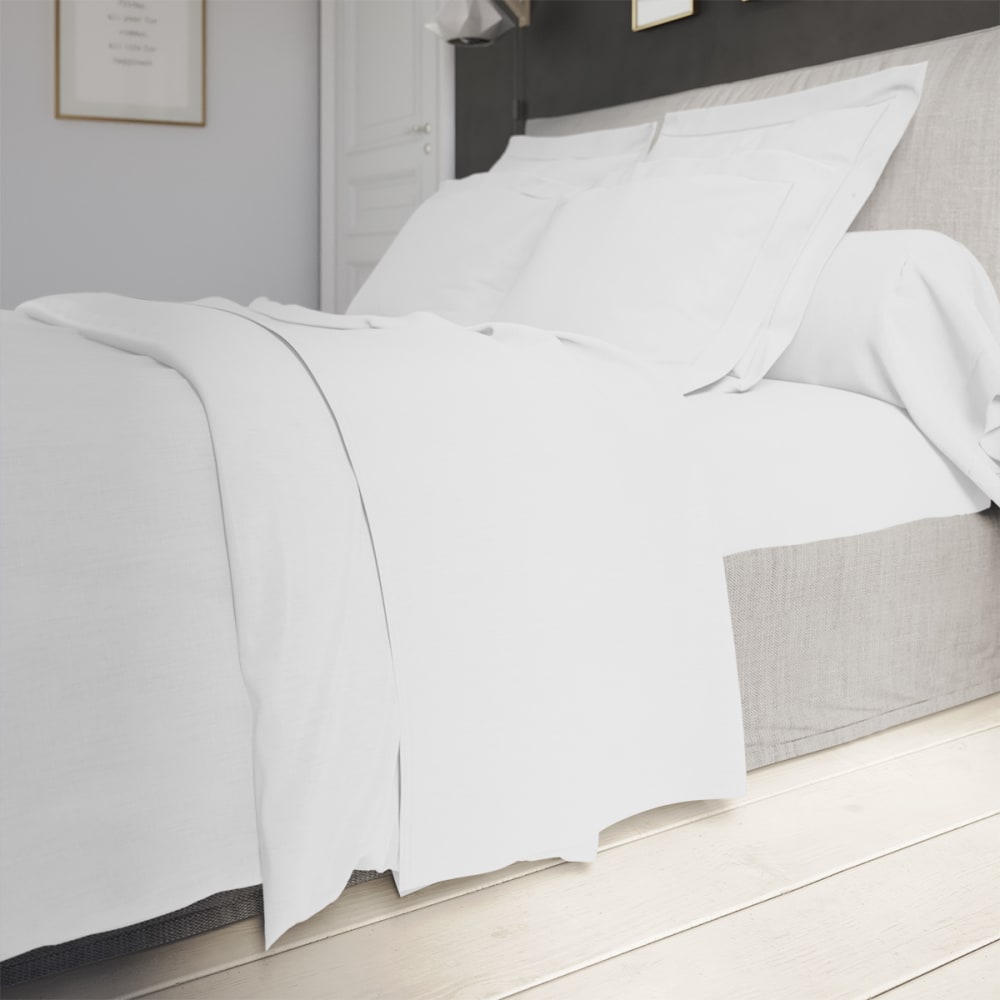 Drap plat   percale blanc 180x290 cm