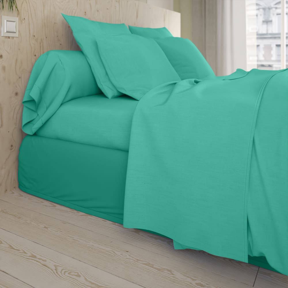 Drap plat   coton vert 180x290 cm