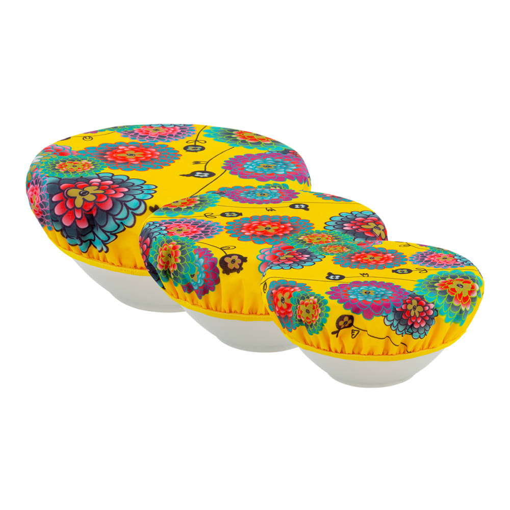 Set de 3 couvre bols  jaune polyester 25 x 25 x 1 cm