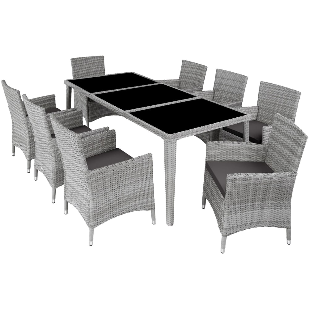 Salon de jardin polyester cadre aluminium 2 sets de housse gris clair