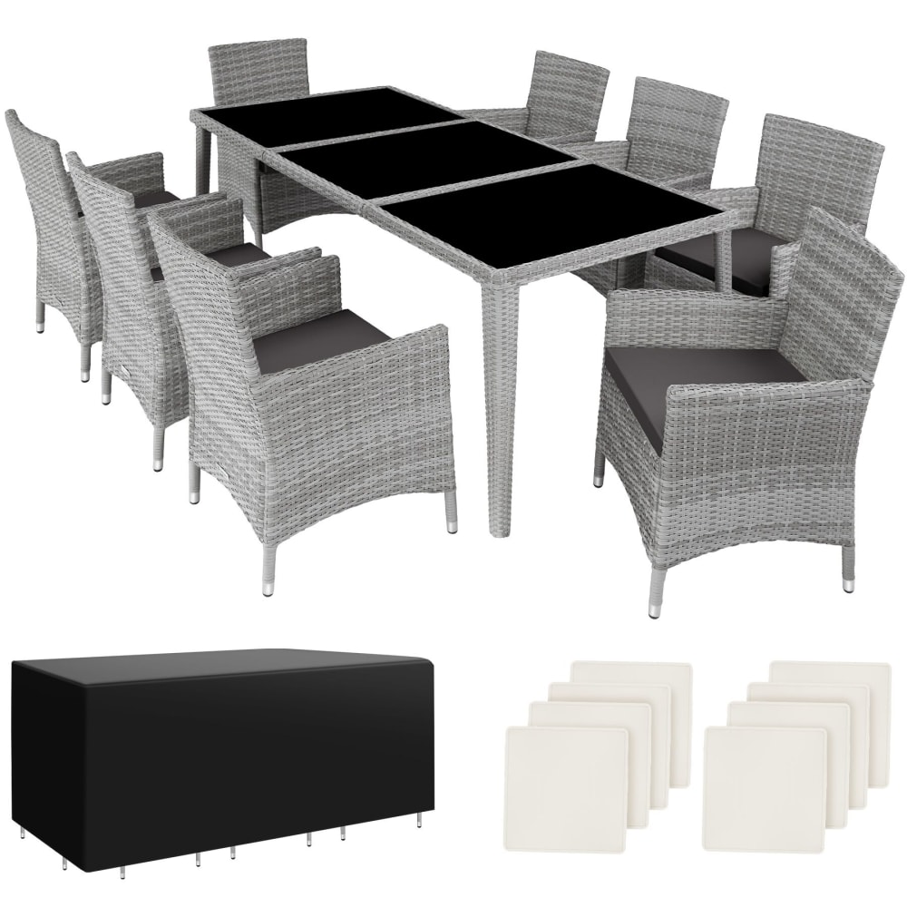Salon de jardin Résistant aux intempéries 2 sets de housse gris clair