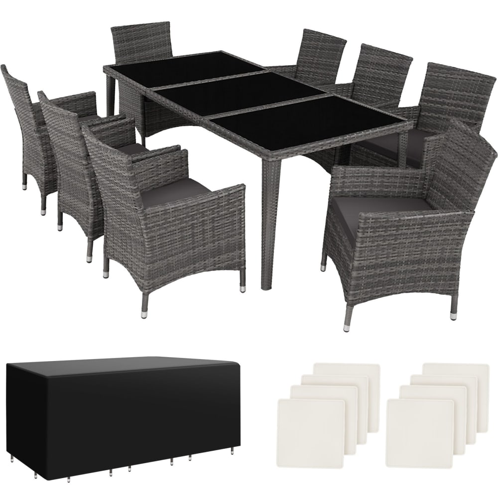Salon de jardin Avec cadre aluminium 2 sets de housse gris