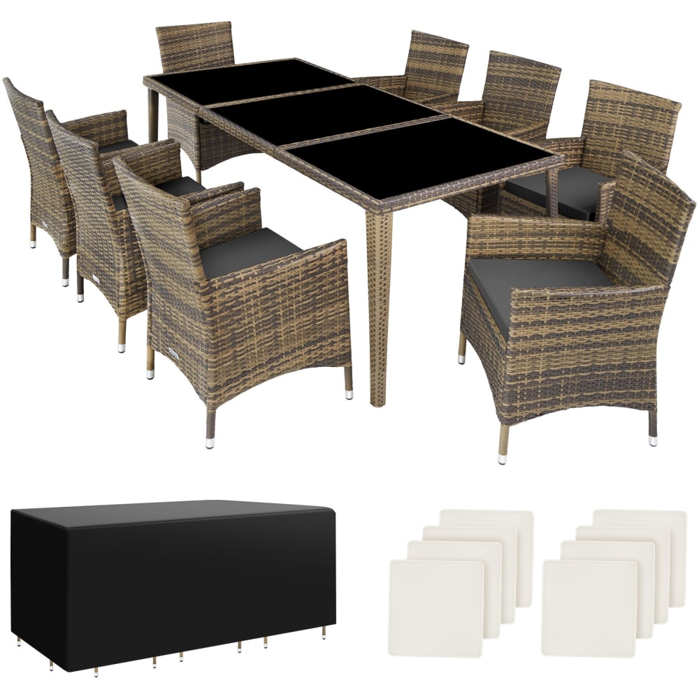 Salon de jardin Avec cadre aluminium 2 sets de housse marron naturel