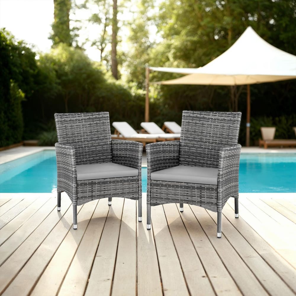 2 poltrone da giardino in rattan grigio - Rattan