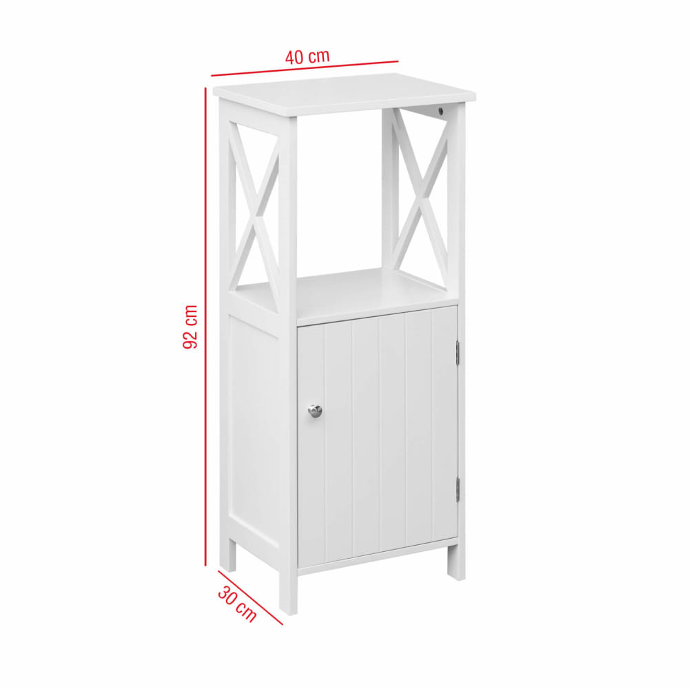 Badezimmerschrank mit 1 Tür und 1 Regal aus weißem Holz - Maisons
