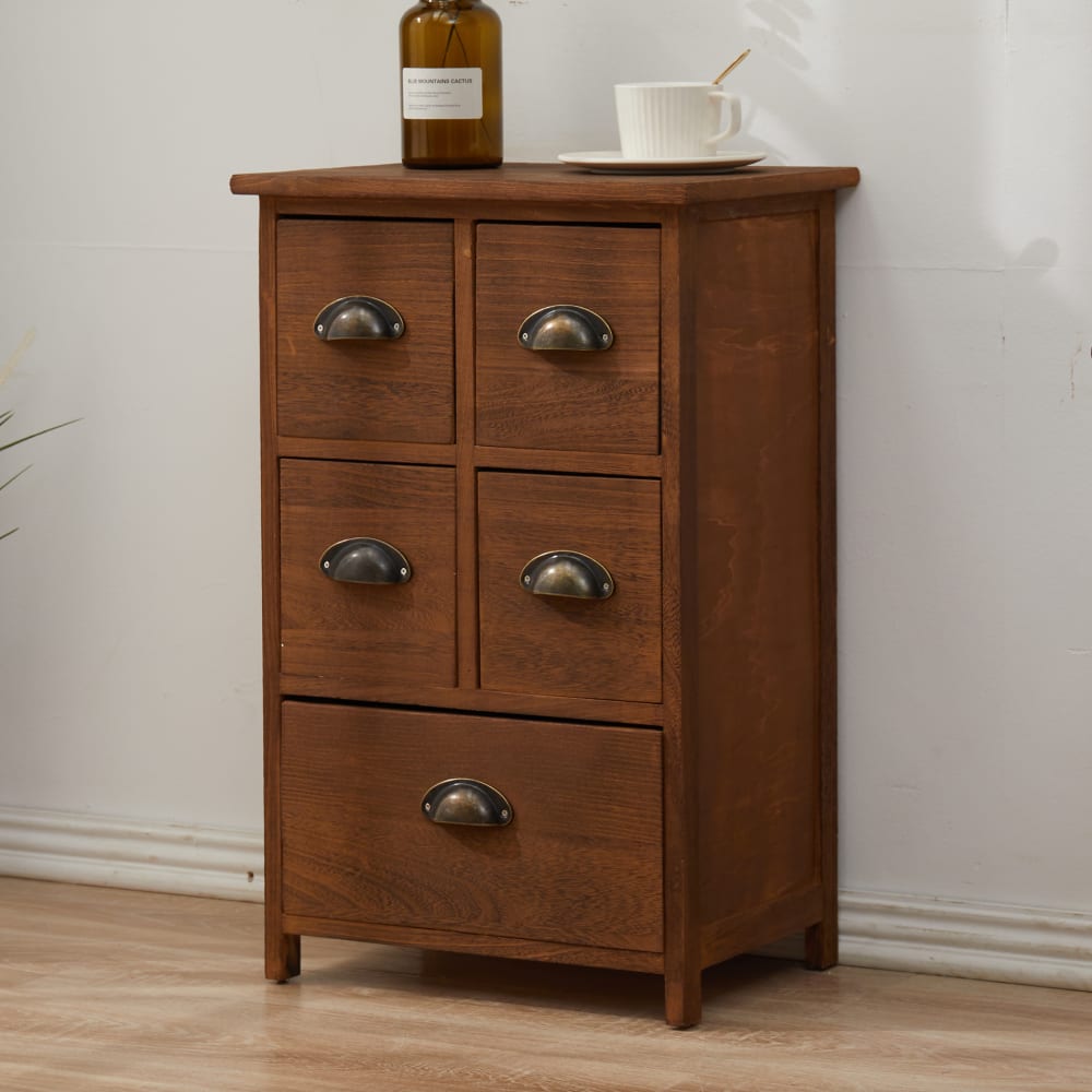 Commode vintage avec 5 tiroirs en bois marron - Maisons du Monde