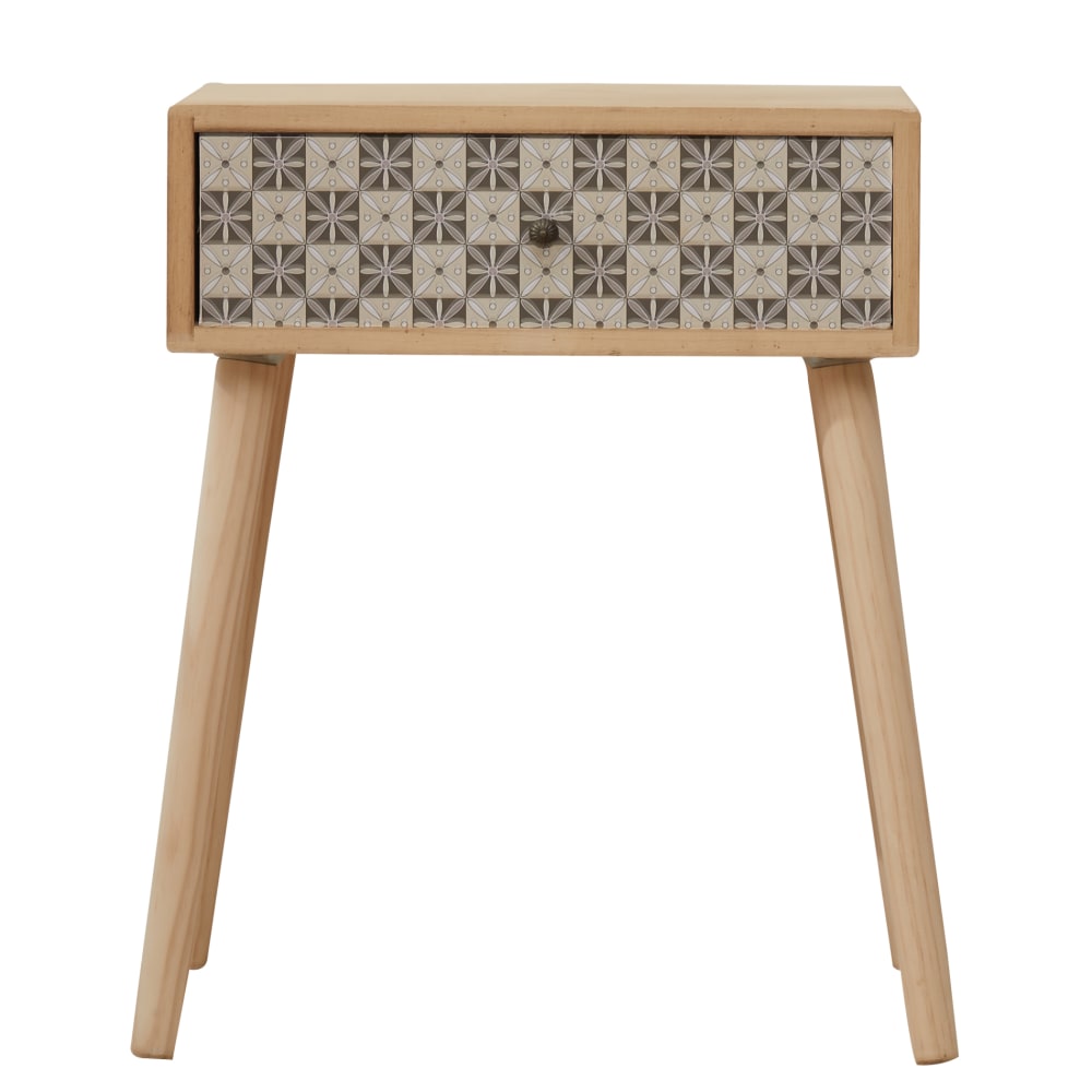 Mesita de noche con 1 cajón en madera marrón