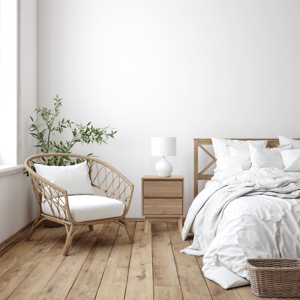 Table de chevet naturel avec 2 tiroirs effet bois marron clair - Maisons du Monde