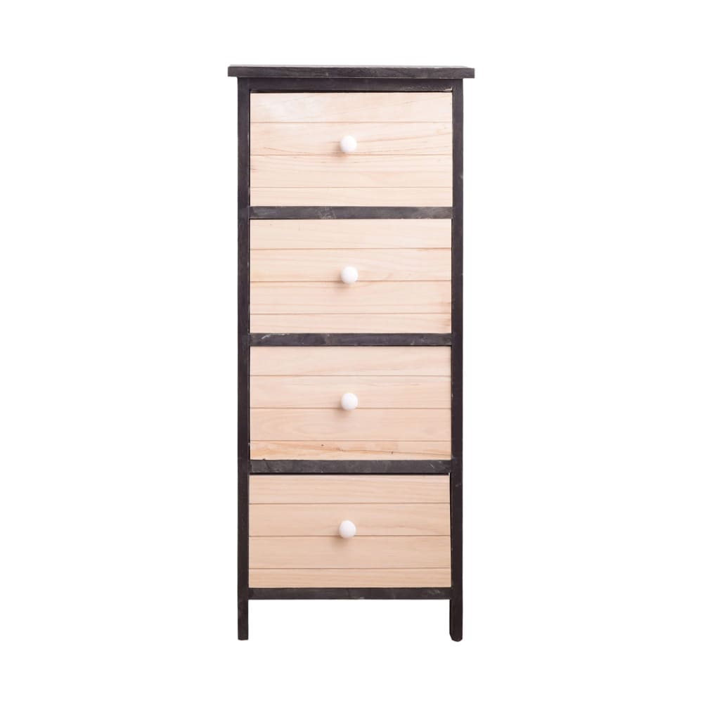 Cajonera vintage con 4 cajones de madera blanca y gris