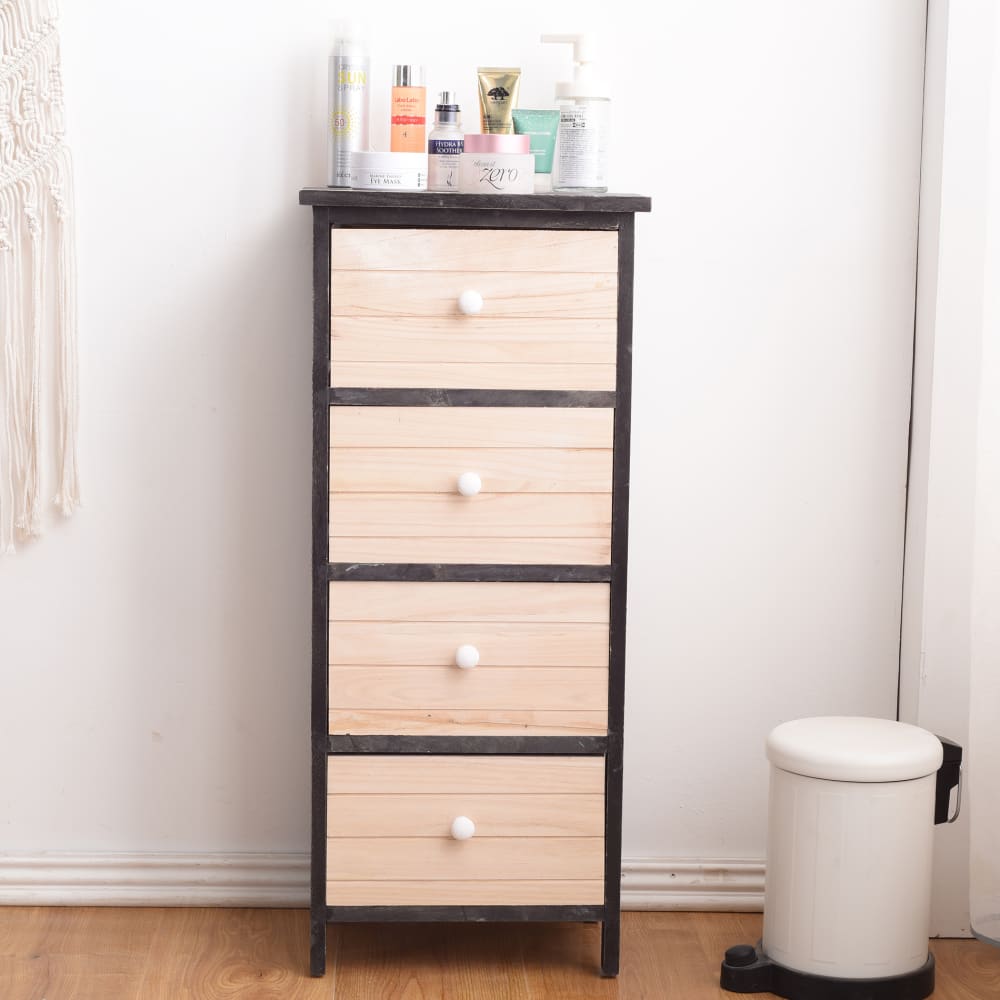 Chiffonnier vintage à 4 tiroirs en bois blanc et gris - Maisons du Monde