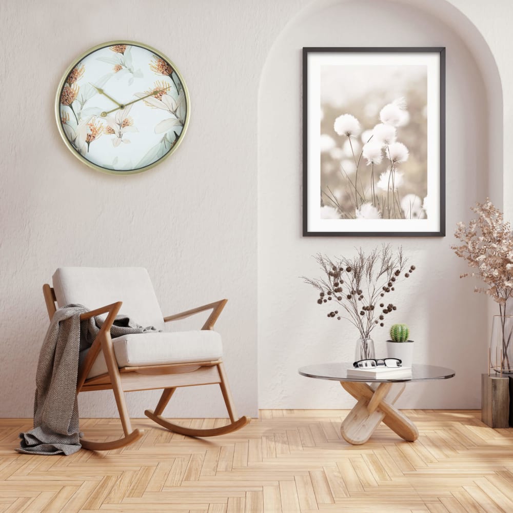 Horloge murale fleurs en métal or blanc ø 40 cm - Maisons du Monde