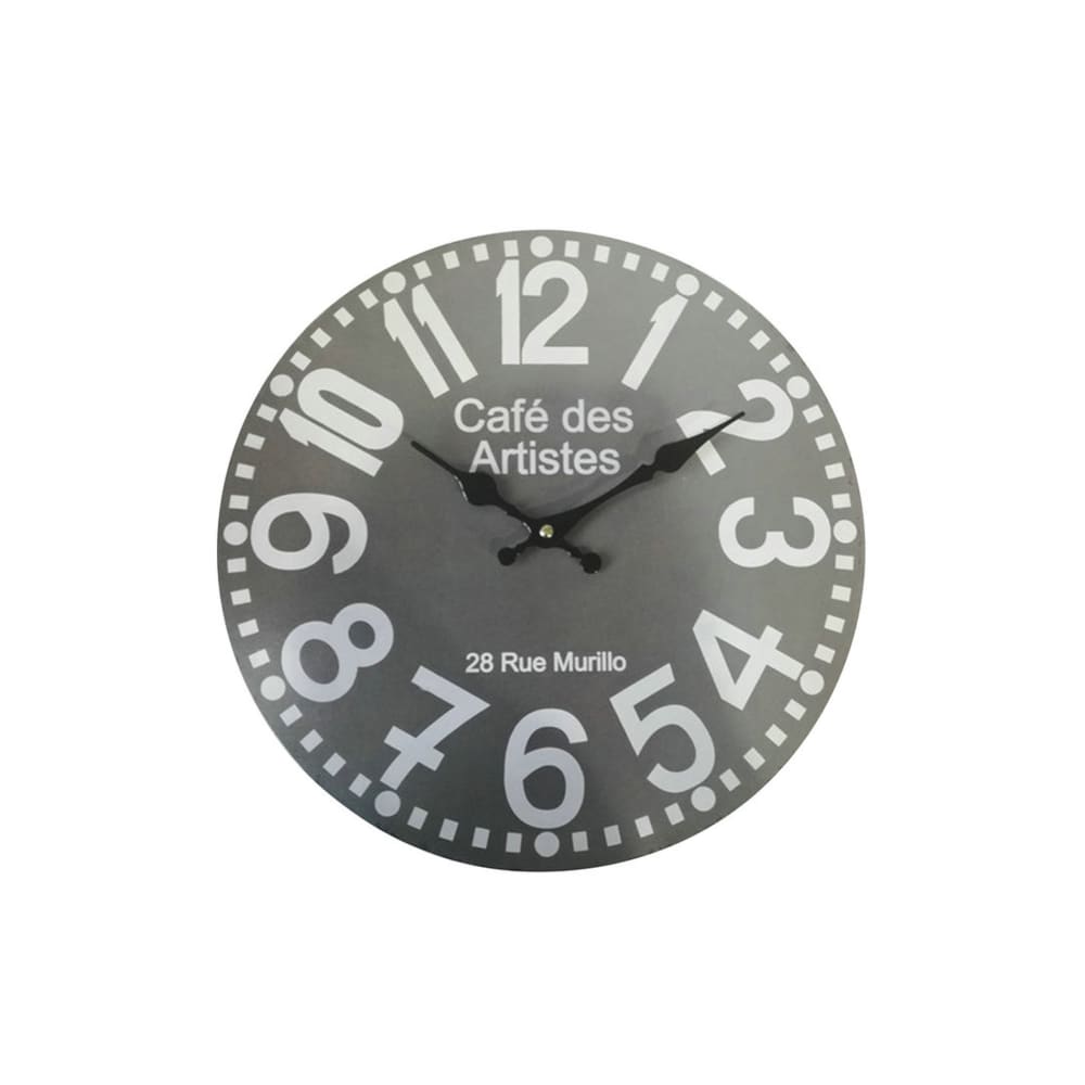 Mobili Rebecca Horloge murale ronde effet bois gris et blanc ø 33,8 cm style vintage