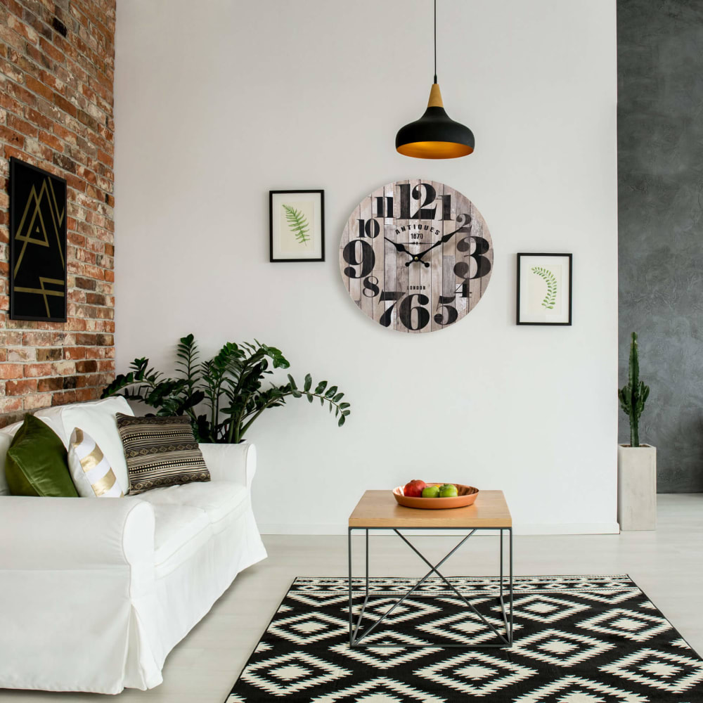 Horloge murale effet bois marron noir et gris ø 33,8 cm - Maisons du Monde