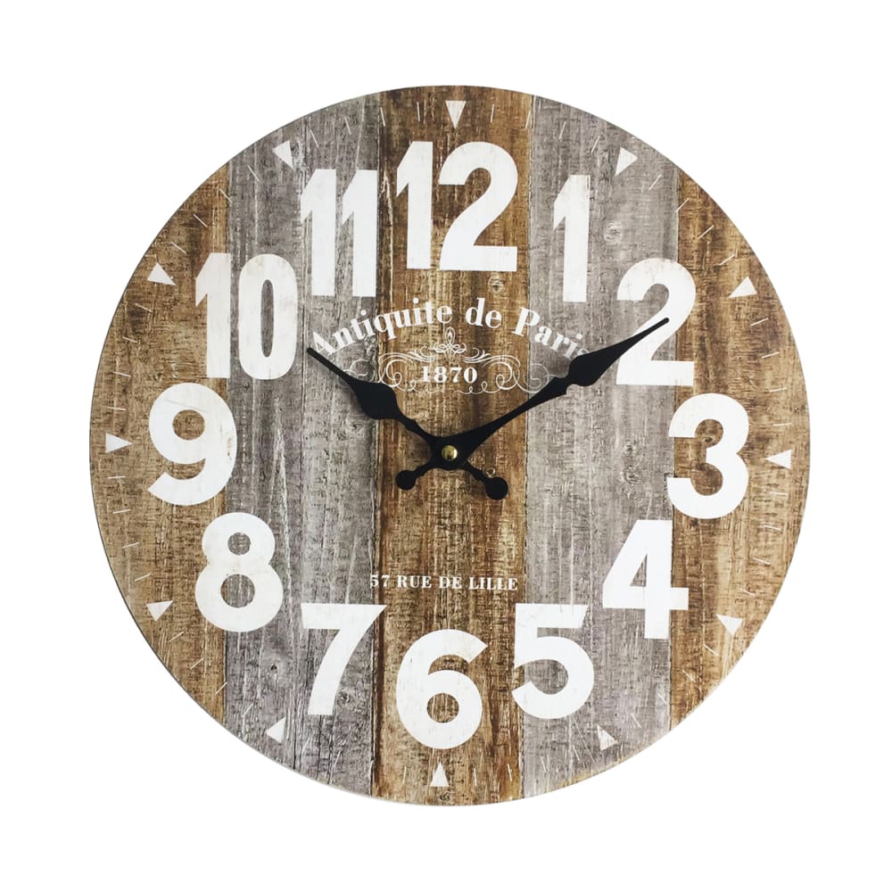 Orologio anticato in legno bianco e marrone ø 33,8 cm - Modello Vintage - Marrone - Pannello di particelle