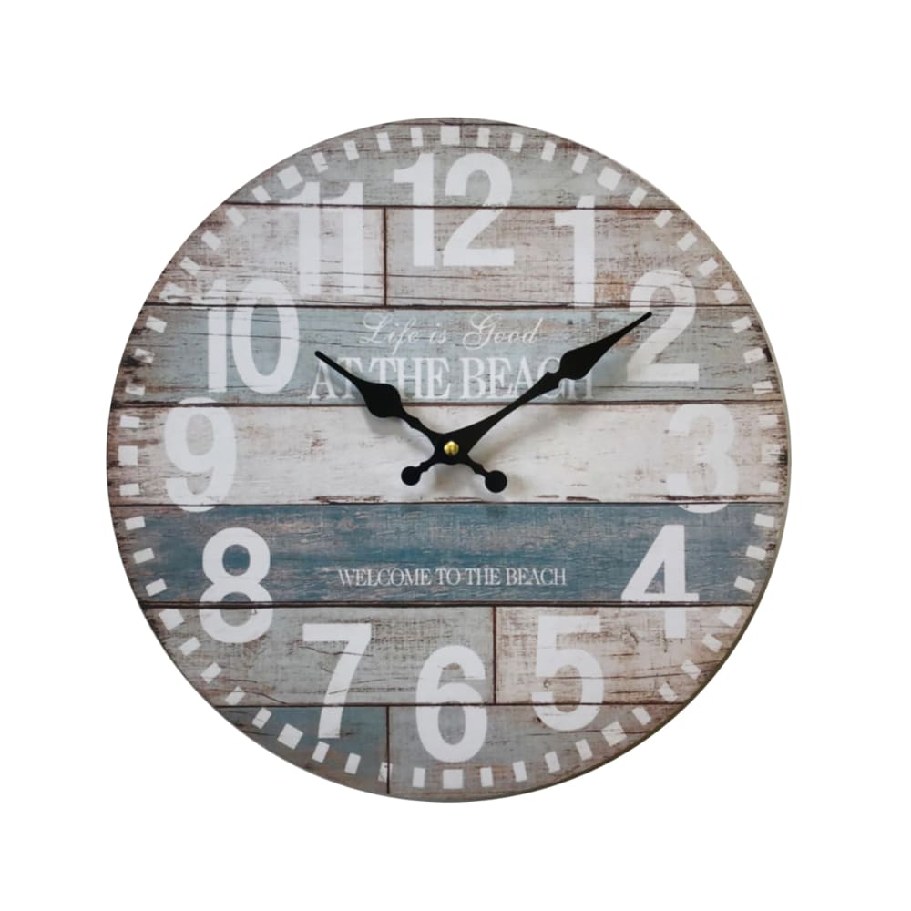 Reloj mural de madera blanco y azul claro d. 33,8 cm