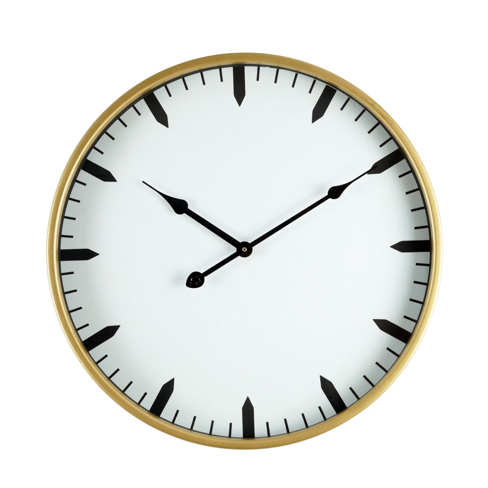 Mobili Rebecca Horloge murale en verre et métal or et blanc ø 40 cm style classique chic