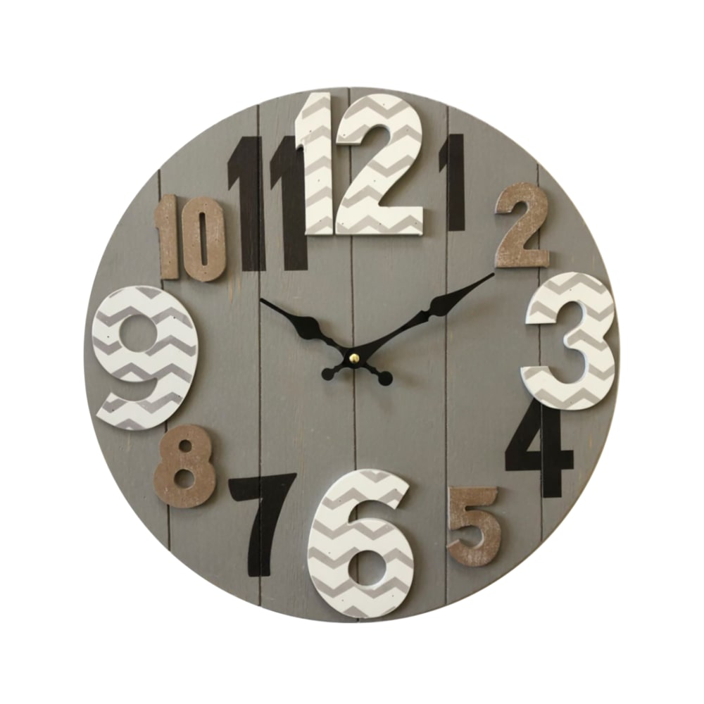 Orologio bande in legno grigio e marrone ø 40 cm - Modello Contemporaneo - Marrone - Pannello di particelle