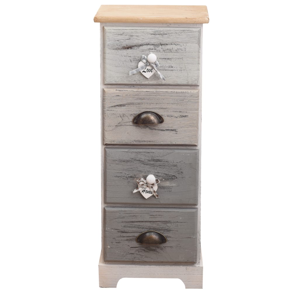 Cajonera de 4 cajones en madera gris y azul