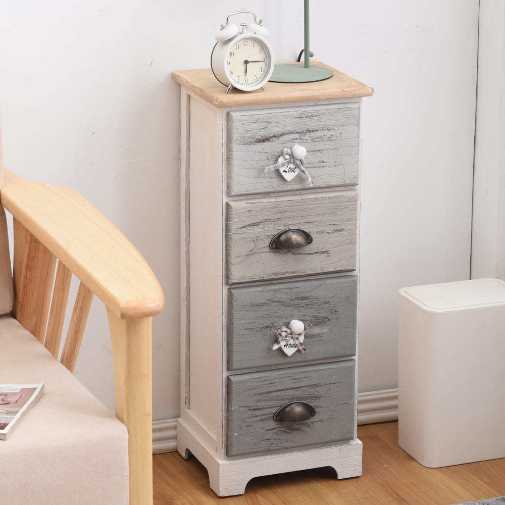 Cajonera de 4 cajones en madera gris y azul - Maisons du Monde