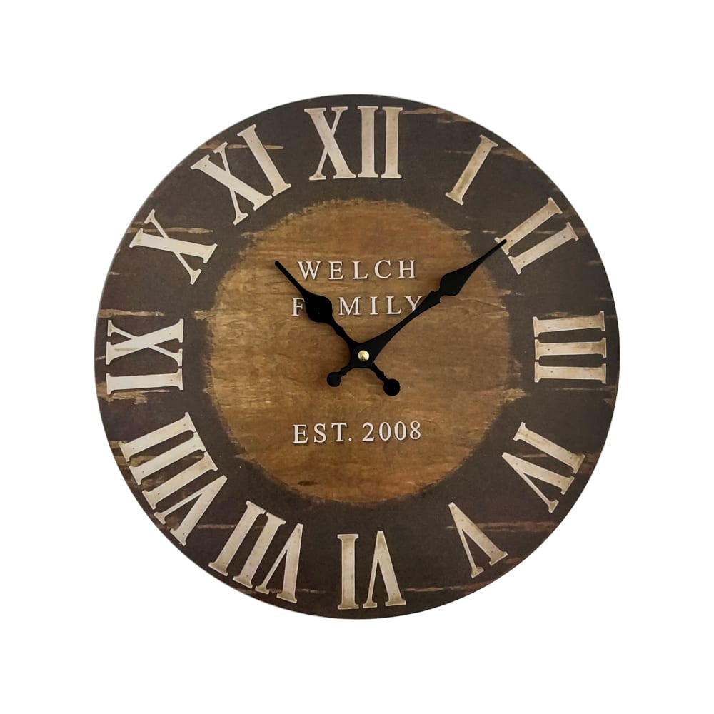 Reloj de madera estilo vintage marrón y blanco d. 33,8 cm