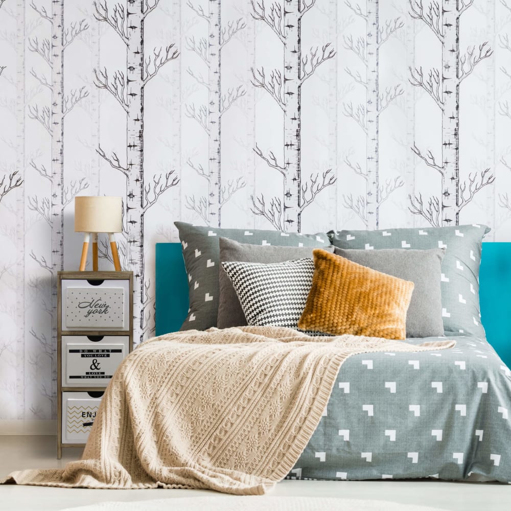 Mesita de noche con letras 3 cajones de madera marrón y blanca - Maisons du Monde