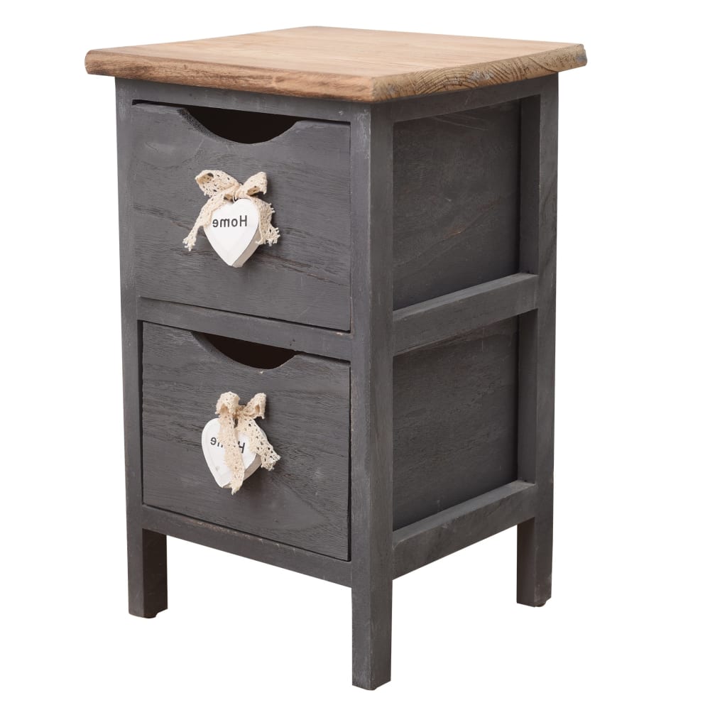 Table de chevet étroit avec 2 tiroirs en bois brun et gris - Maisons du Monde