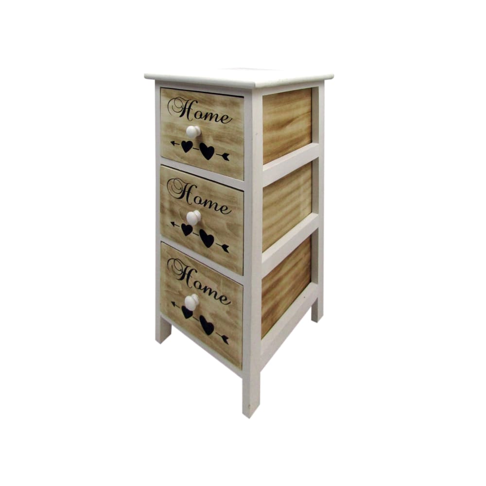 Nachttisch mit Herzmotiven mit 3 Schubladen aus Holz, weiß und