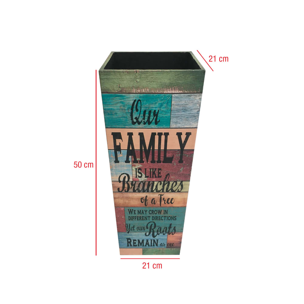 Porte parapluie rectangulaire en toile bois bleu orange et gris — vue 3