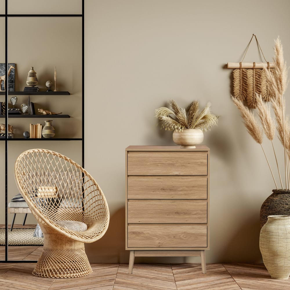Cajonera escandinava con 4 cajones en madera marrón - Maisons du Monde