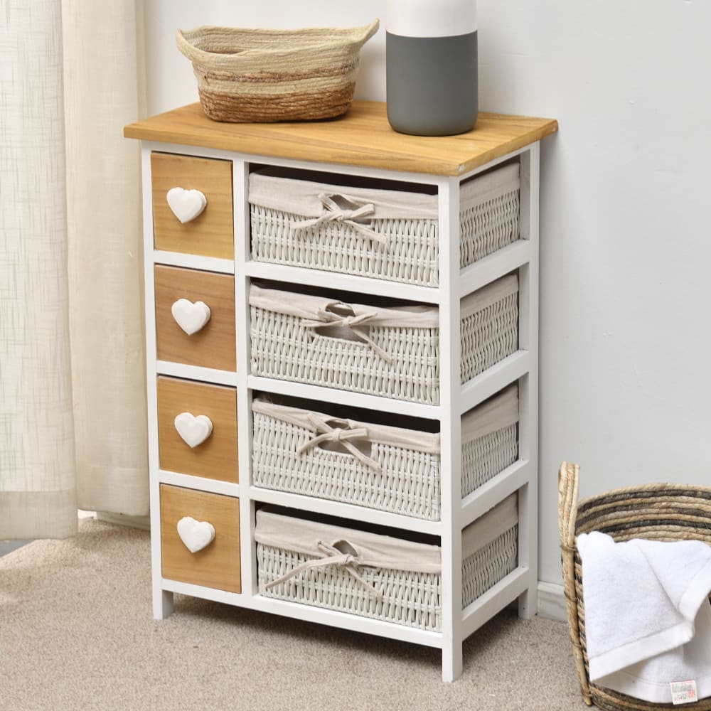 Kommode im Landhausstil mit 8 Schubladen aus Holz und