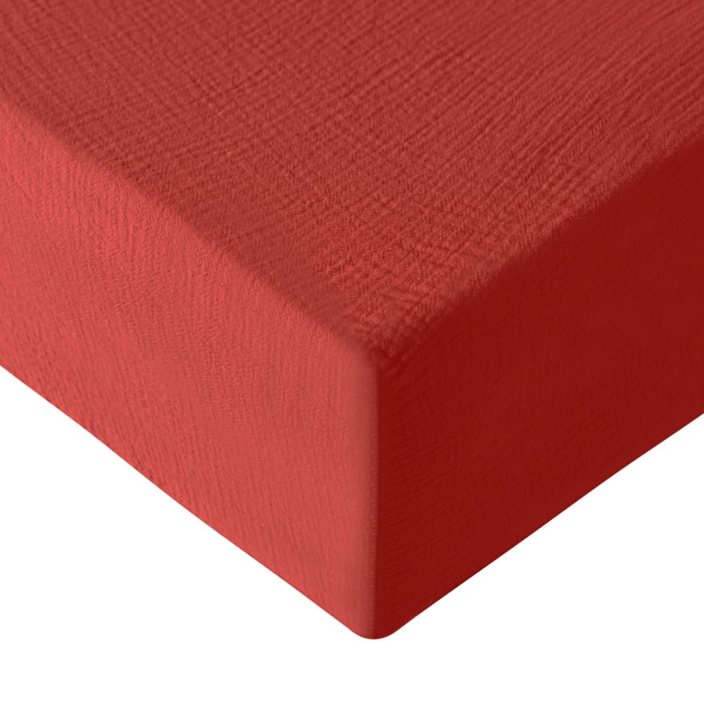 Drap-housse en gaze de coton bonnet 30 cm terracota 90x200 cm — vue 3