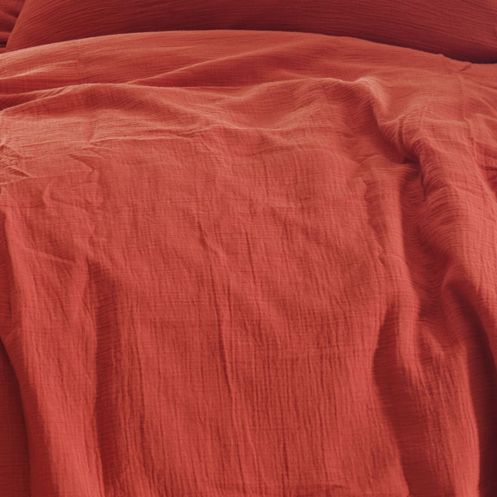 Drap-housse en gaze de coton bonnet 30 cm terracota 80x200 cm — vue 4