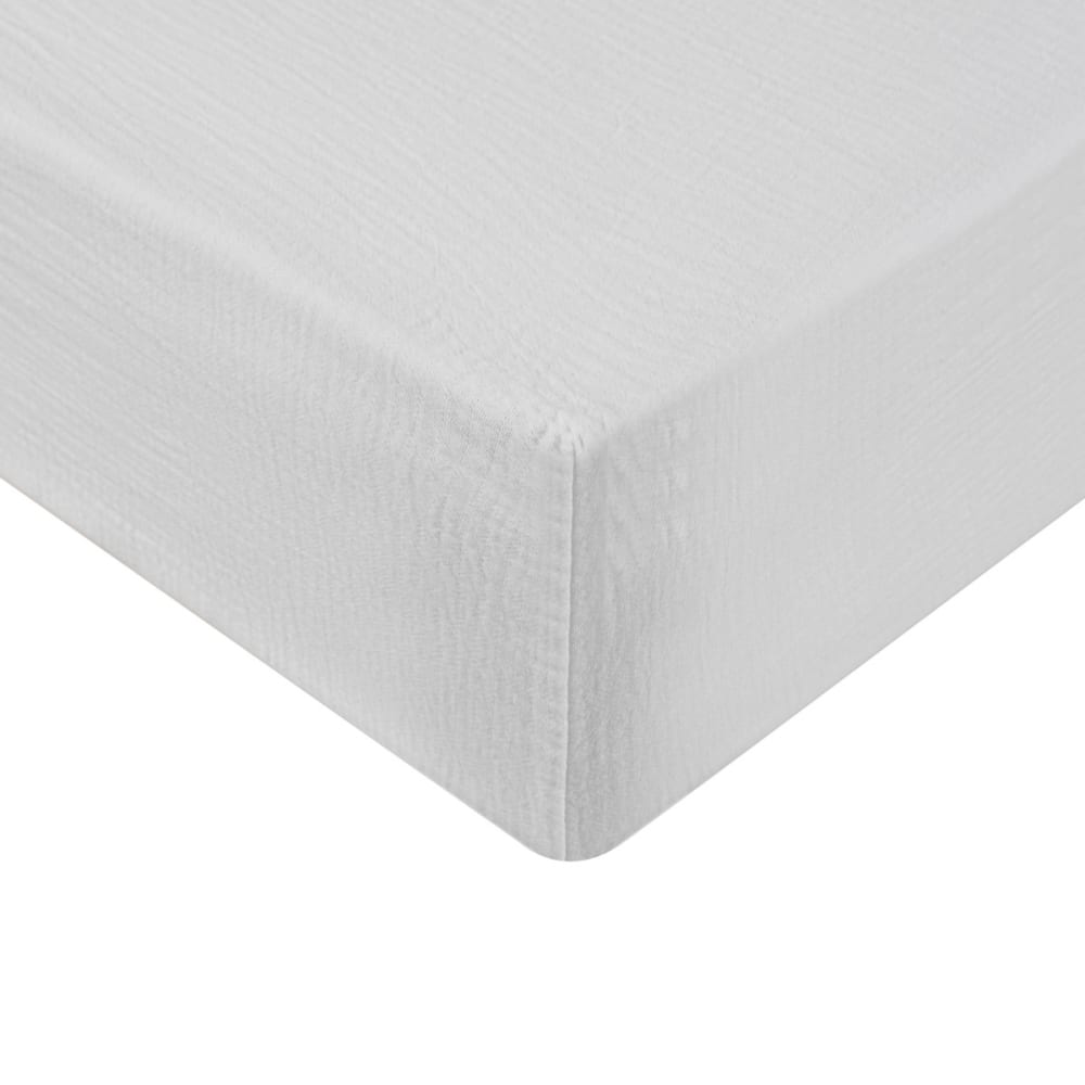 Drap-housse en gaze de coton bonnet 30 cm blanc 140x200 cm — vue 3