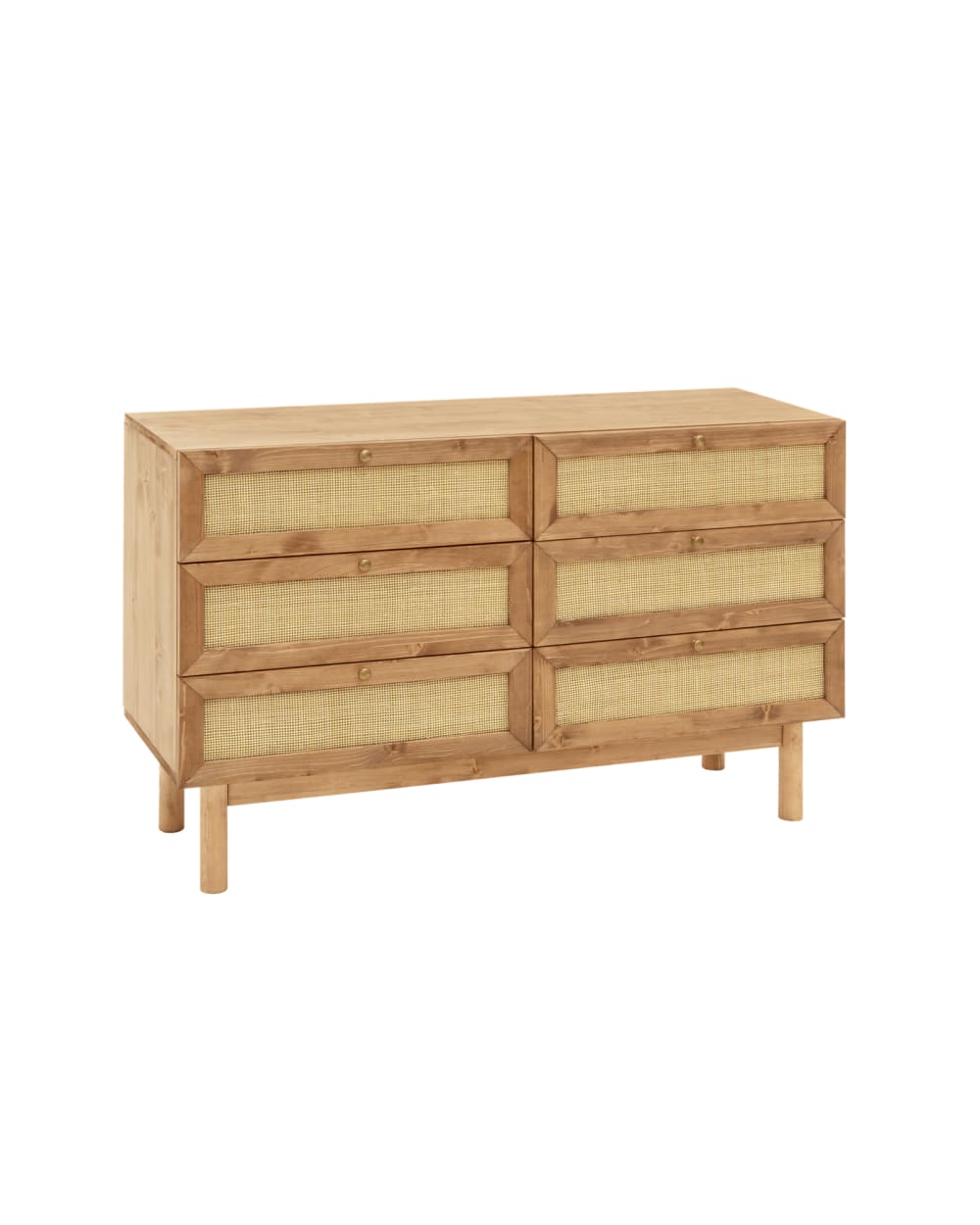 Cómoda de madera maciza y con seis cajones tono envejecido de 76x120cm