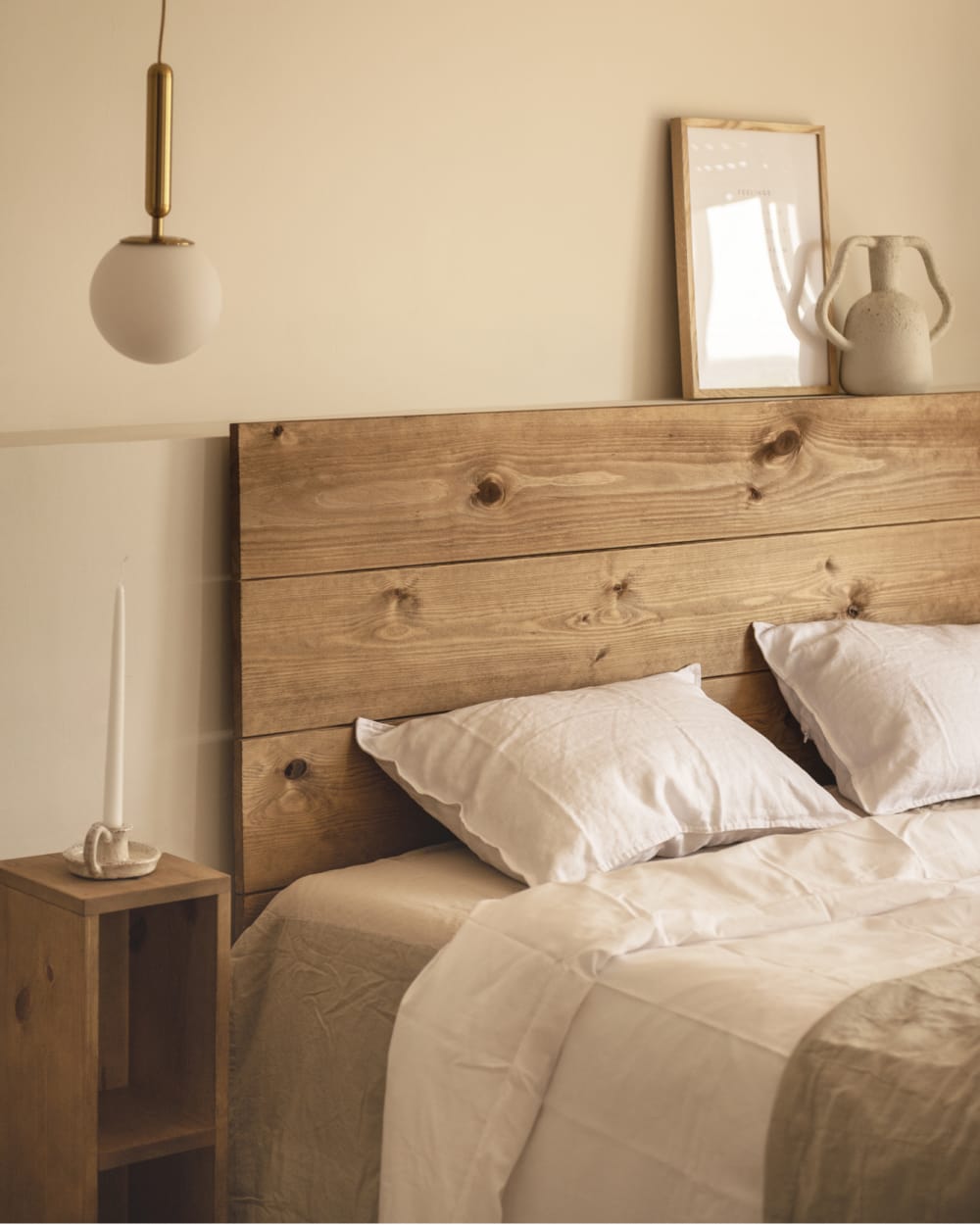 Cabecero de madera maciza en tono envejecido de 180x80cm - Maisons du Monde