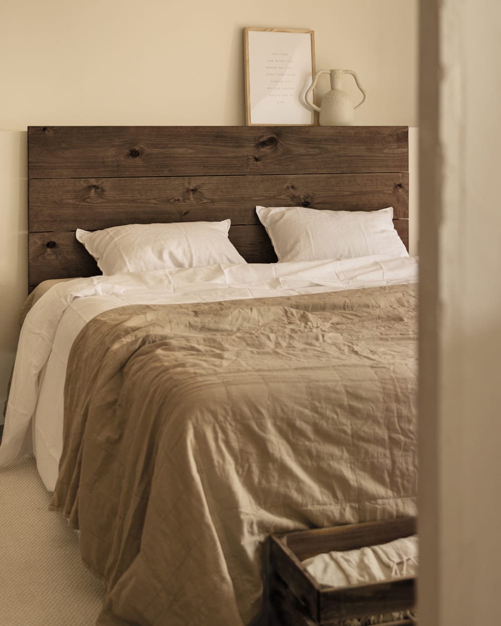 Tête de lit en bois de pin marron 100x60cm