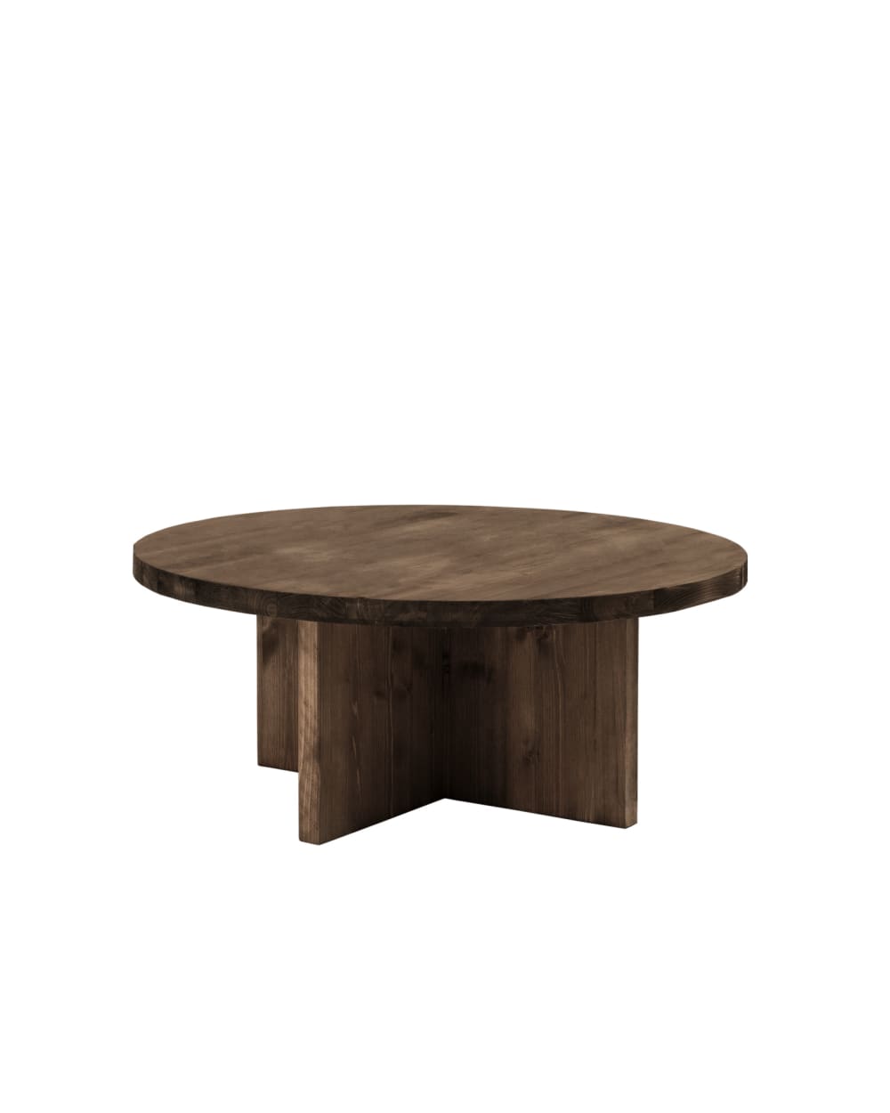 Table basse ronde en bois de sapin marron Ø80x33,2cm