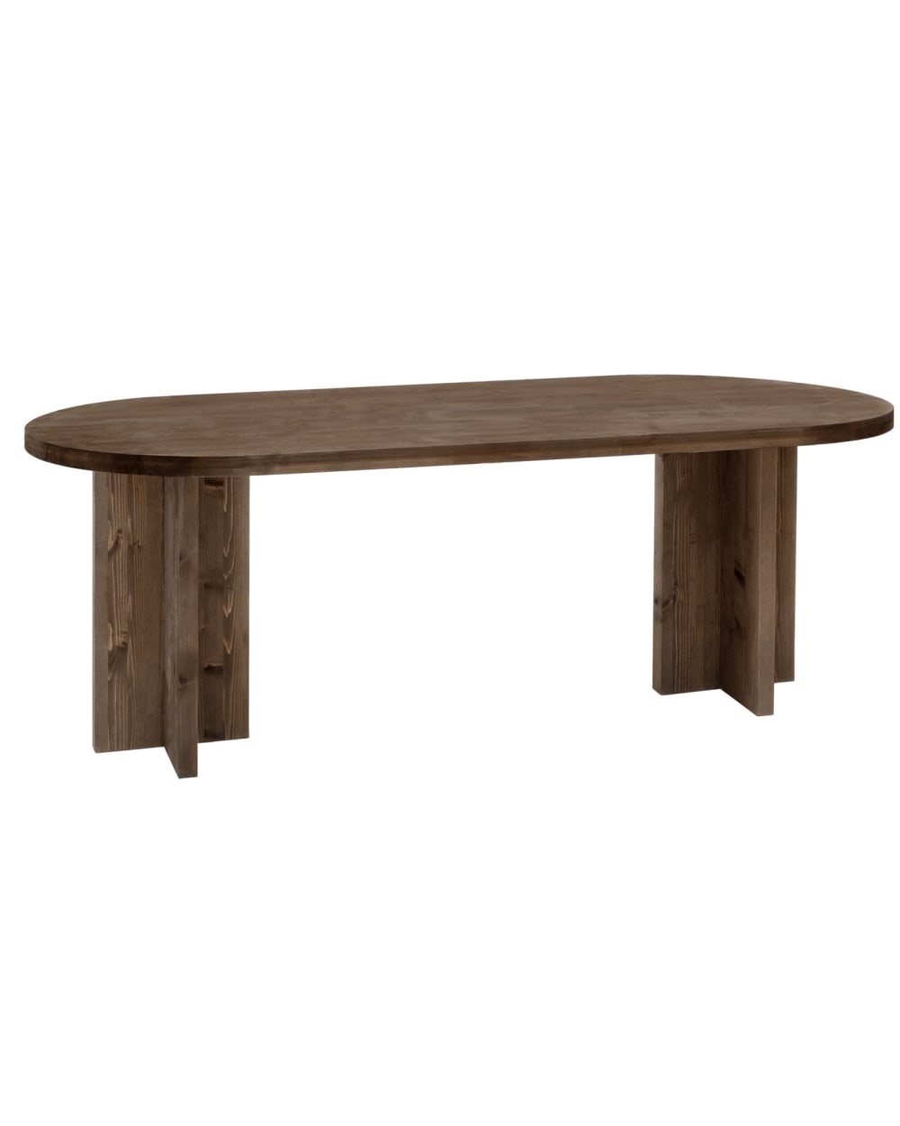 Table à manger ovale en bois de sapin marron 200x75cm