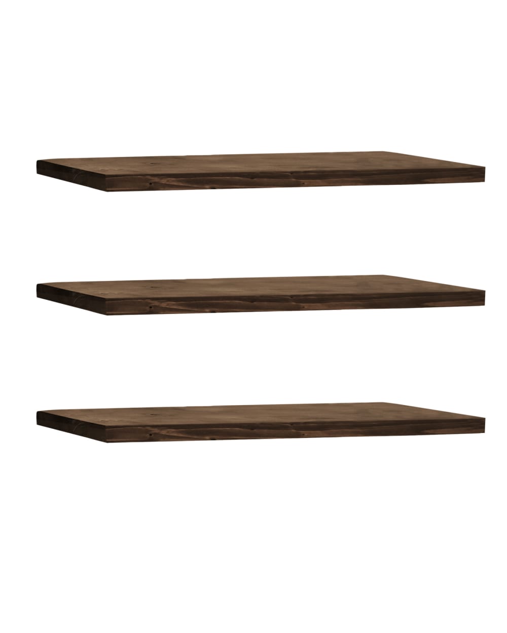 Pack 3 estanterías de madera maciza flotante nogal 100x3,2cm