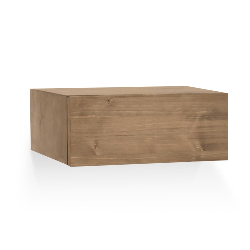 Mesita de noche de madera maciza flotante en tono envejecido 40x15cm