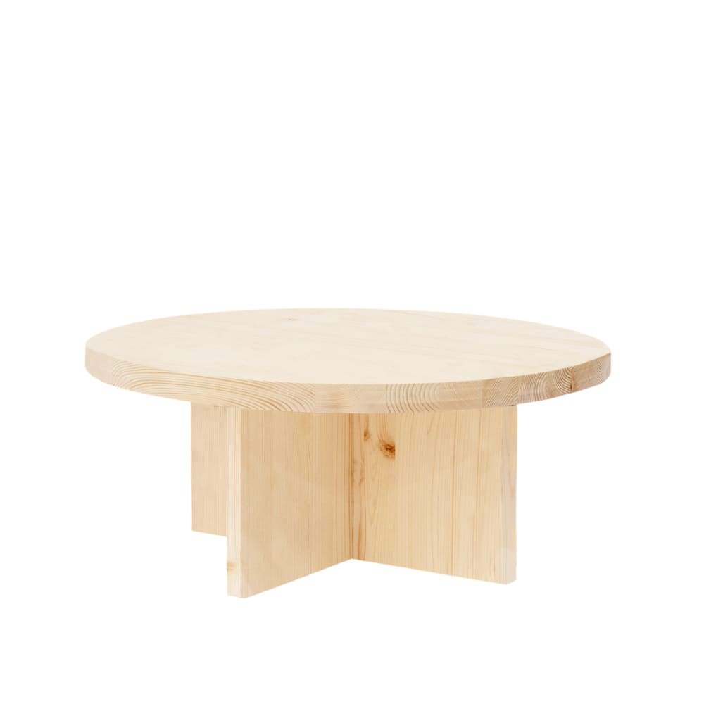 Table basse ronde en bois de sapin naturel Ø80x33,2cm