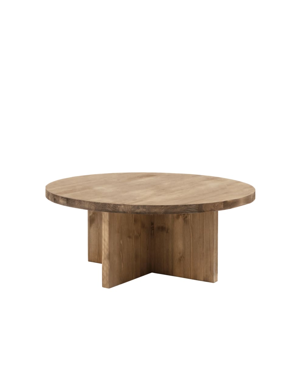 Decowood Couchtisch Rund aus Massivholz, Ø60cm style landhaus Braun