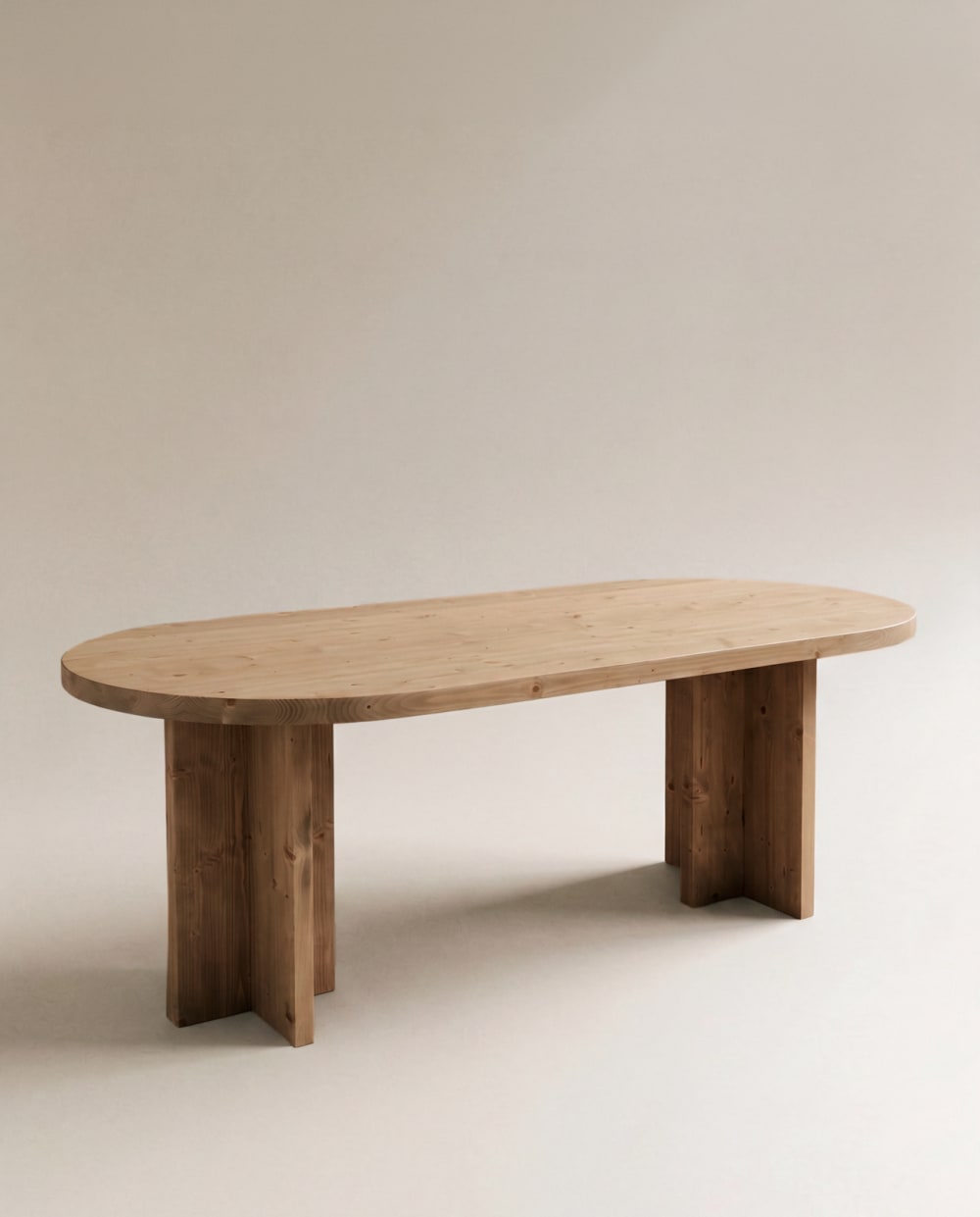 Mesa de comedor de madera maciza ovalada en tono envejecido 160x75cm