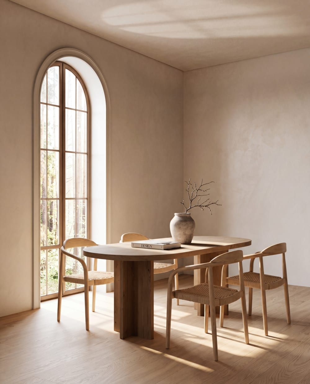 Mesa de comedor de madera maciza ovalada en tono envejecido 160x75cm - Maisons du Monde