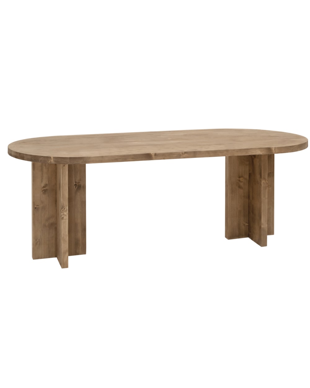 Table à manger ovale en bois de sapin vieilli 180x75cm