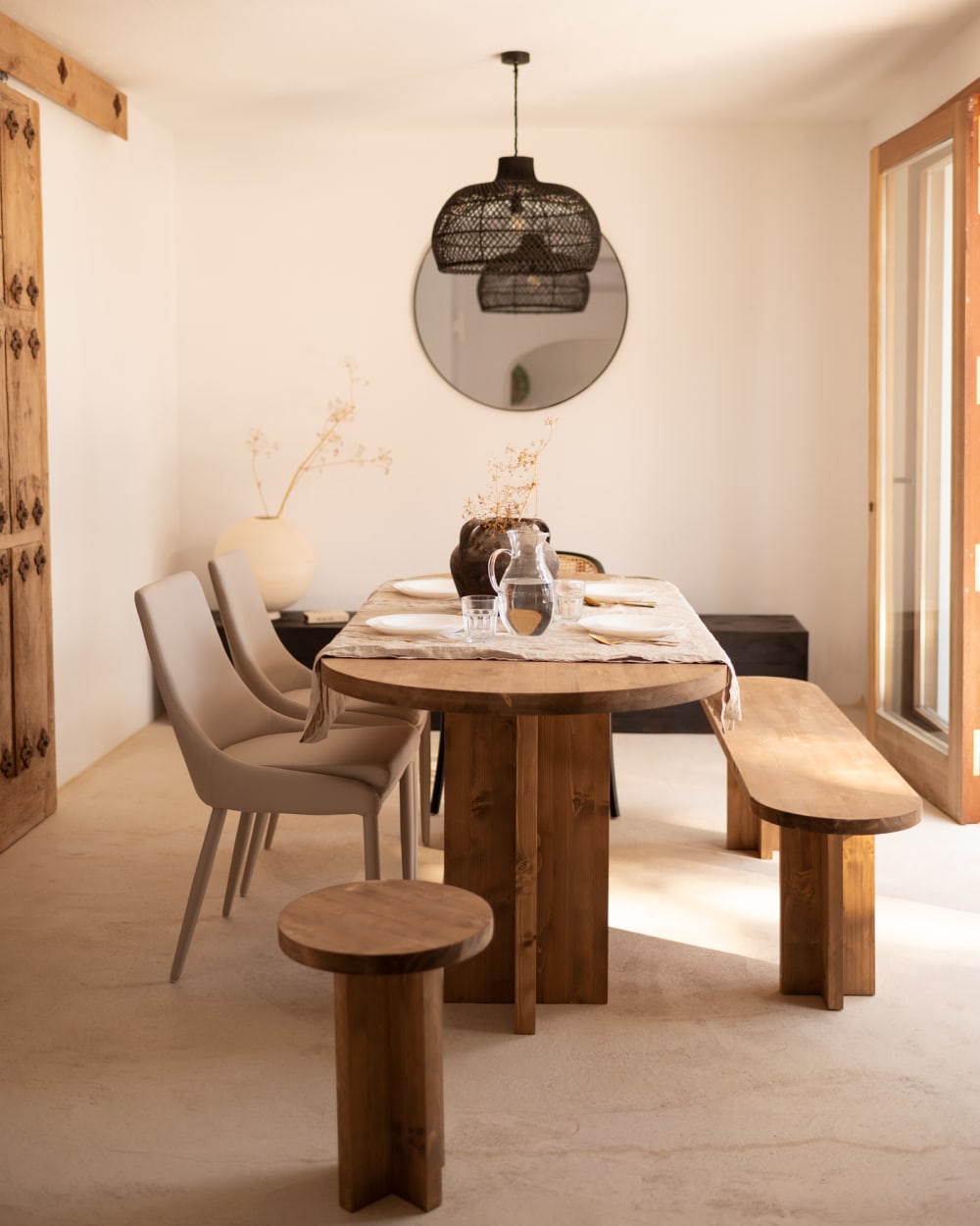 Tabouret en bois de sapin vieilli 35x45cm - Maisons du Monde