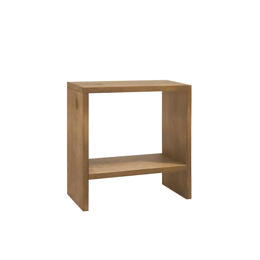 Table de chevet en bois couleur marron vielli