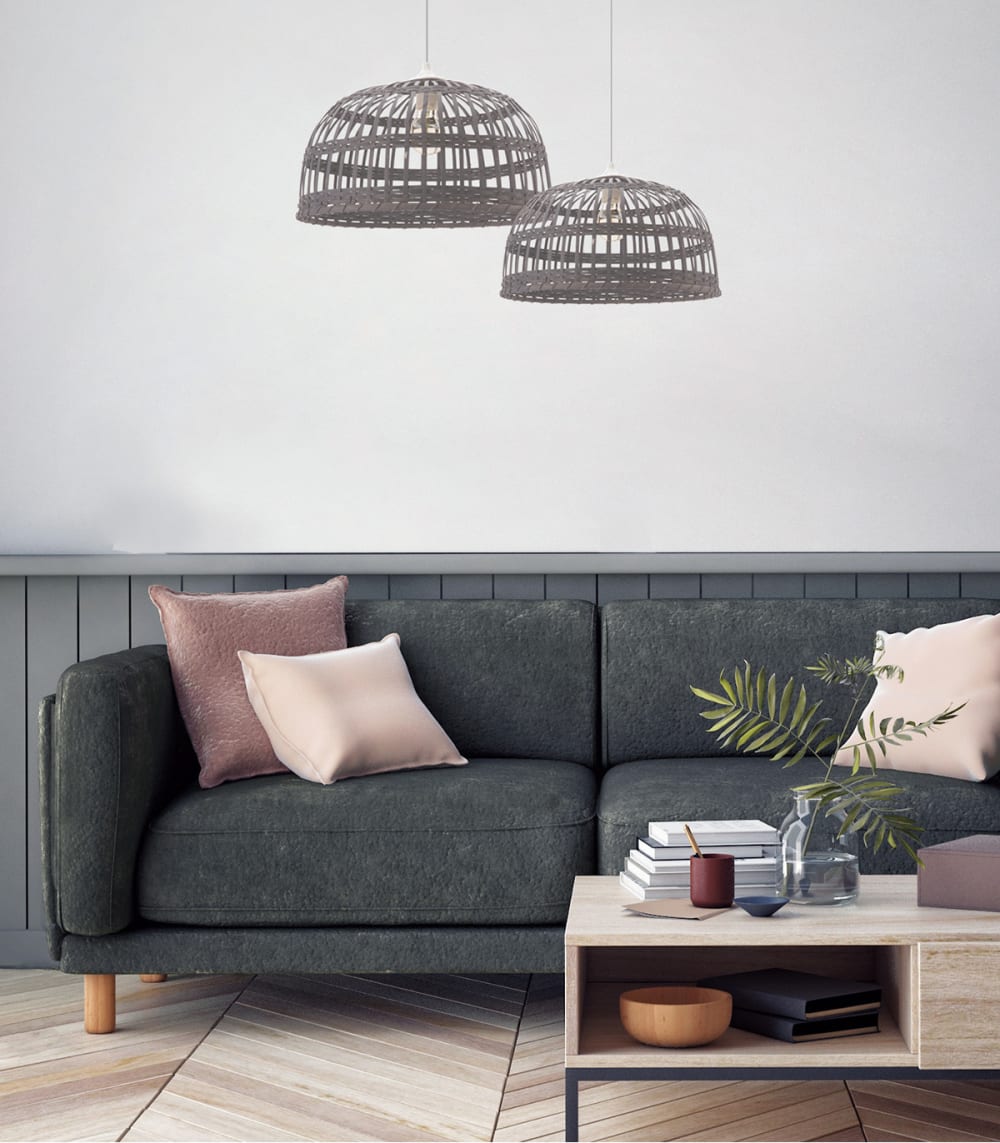 Suspension en bambou gris, d.38 cm — vue 3