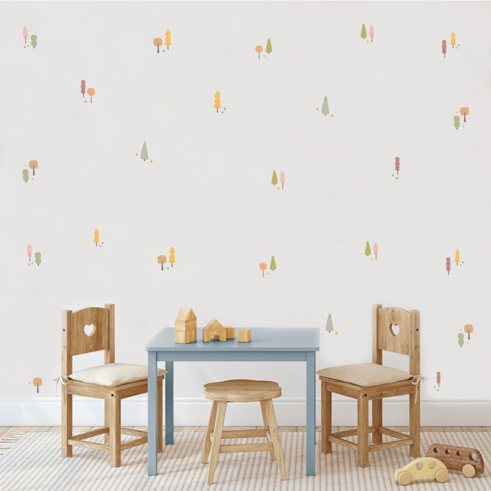 Adesivi in vinile murali decorativi Mini Alberi gamma arancione -