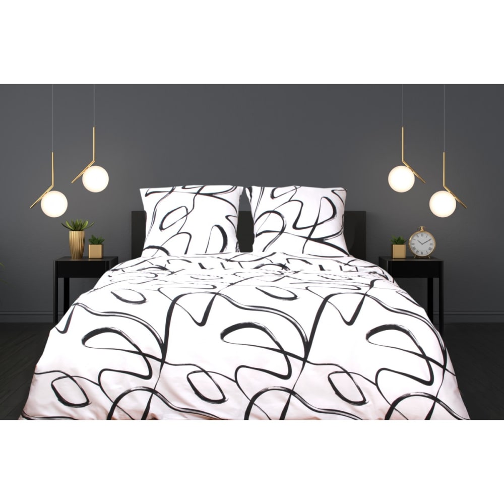 Blanc Avenue Bettwäschegarnitur 1 Bettbezug 200x200 cm+2 Kopfkissenbez 65x65 cm style modern Schwarz Öko-Tex Zertifikat Baumwolle